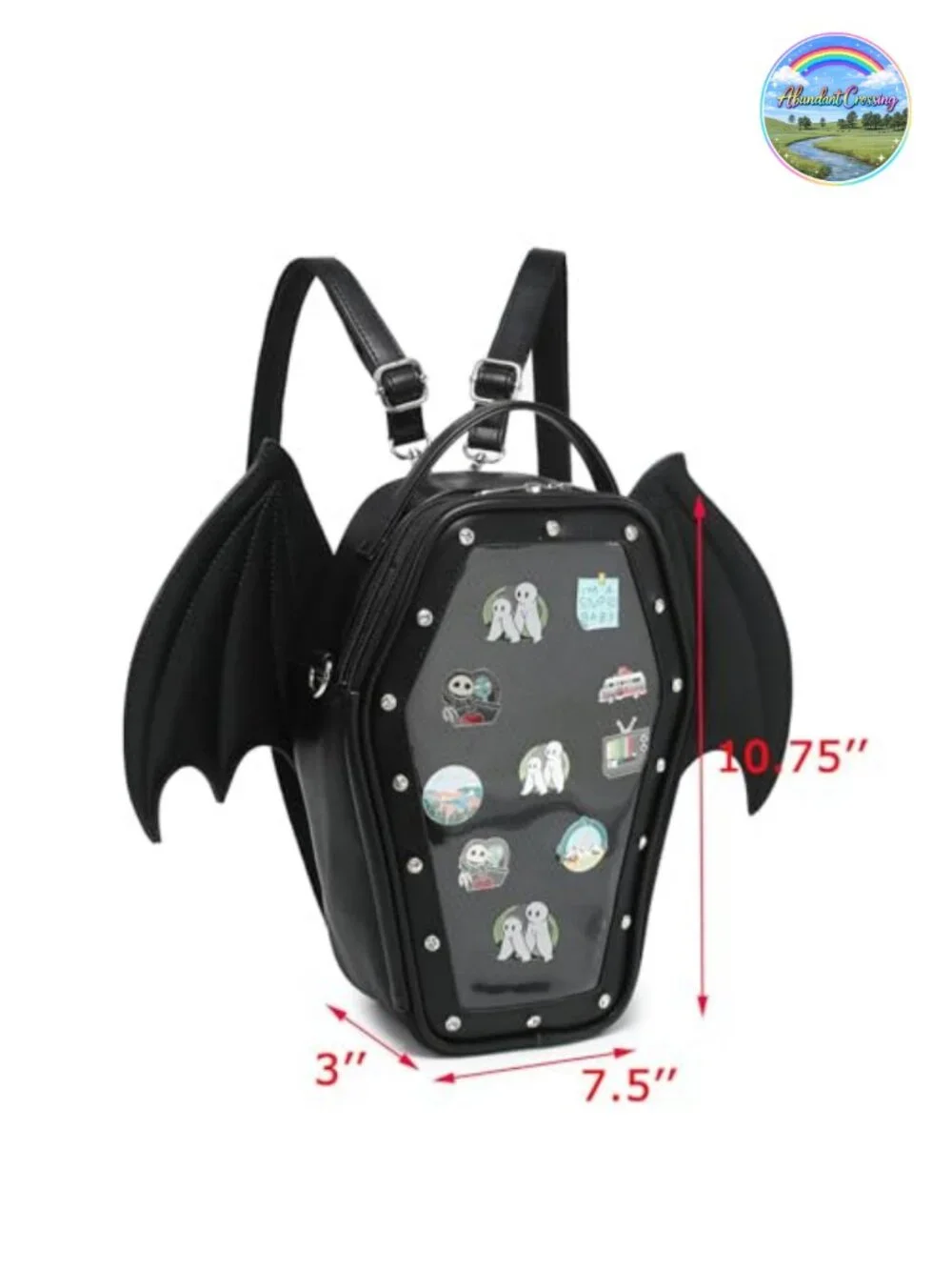 Gothic Coffin Ita Bag Backpack Cosplay Faux Leather with Insert Purse